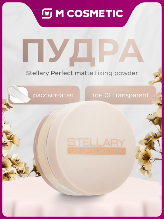 Yuz uchun upa Stellary Perfect matte fixing powder, sochiluvchan, ton 01 Transparent - 
