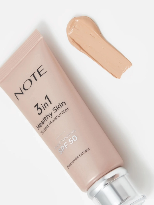 NOTE 3 in 1 ton namlovchi krem SPF 50, UVA/UVB himoya, romashka, 30 ml