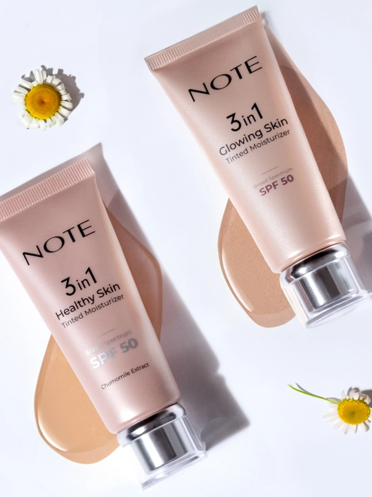 NOTE 3 in 1 ton namlovchi krem SPF 50, UVA/UVB himoya, romashka, 30 ml