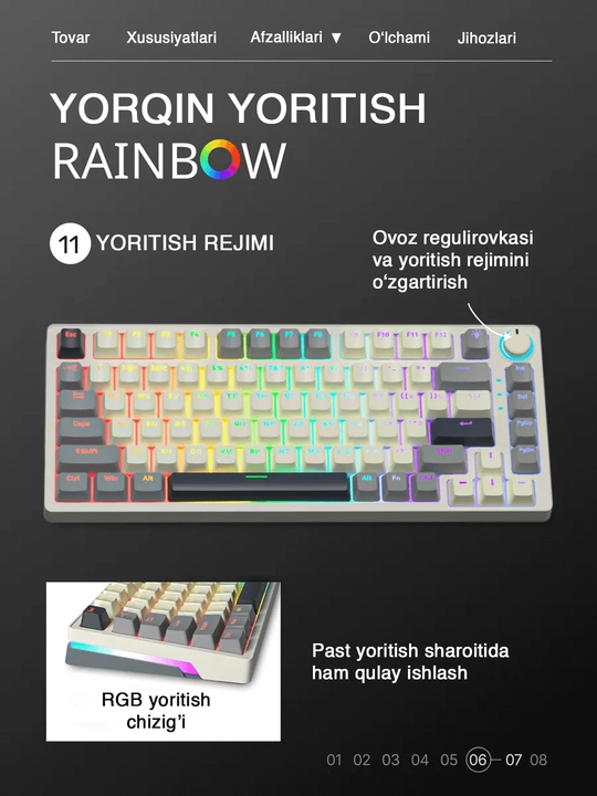 Mexanik klaviatura gaming uchun, simsiz va simli klaviatura
