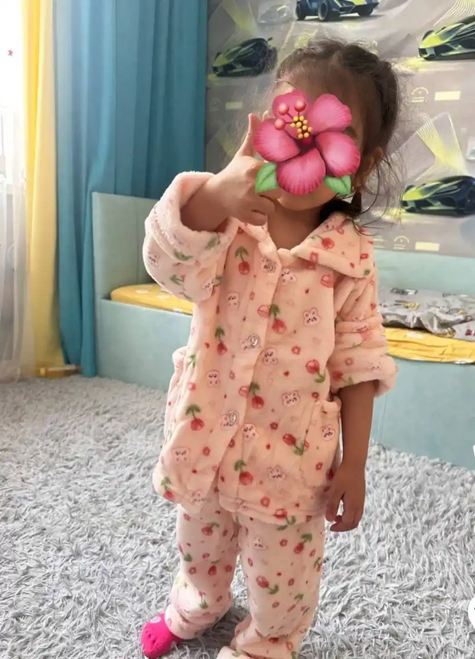 Issiq bolalar uy kiyimi, uyqu uchun pijama, issiq komplekt kiyim