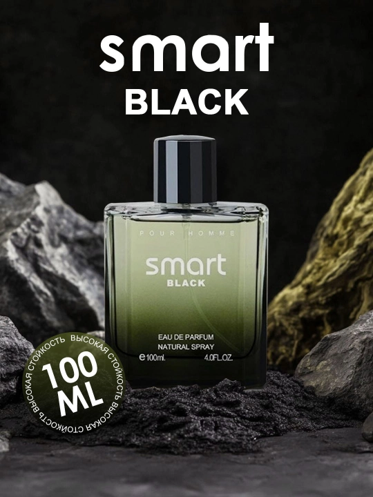 Smart Black Pour Homme atiri erkaklar uchun, sitrus mevalar yangiligi, 100 ml