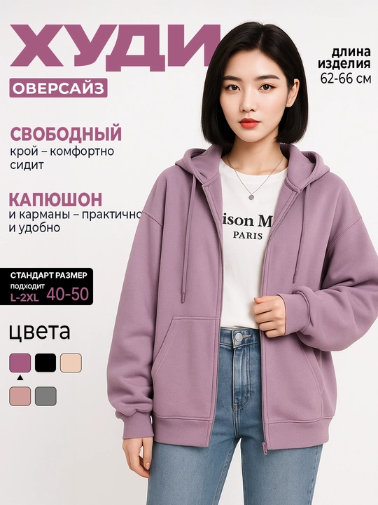 Женское худи, с капюшоном и молнией, базовая кофта на каждый день, демисезонная