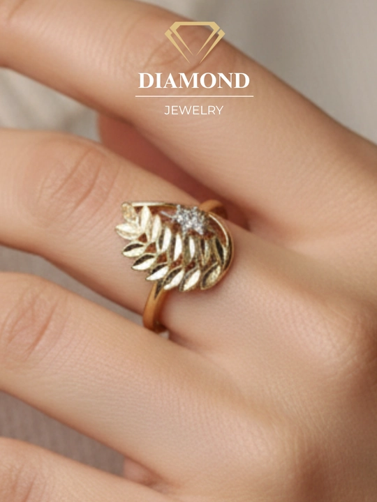 Ayollar uchun oltin uzuk va zirak to'plami, tilla 585 proba, 5.34gr, D21K model, DIAMOND