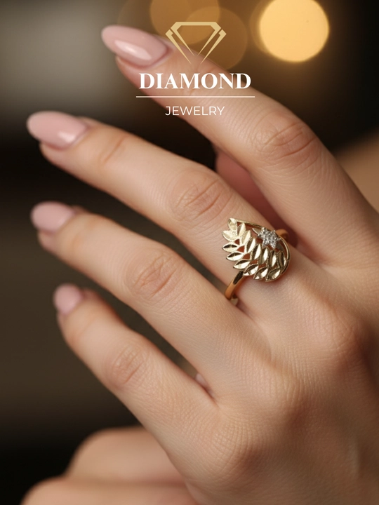 Ayollar uchun oltin uzuk va zirak to'plami, tilla 585 proba, 5.34gr, D21K model, DIAMOND