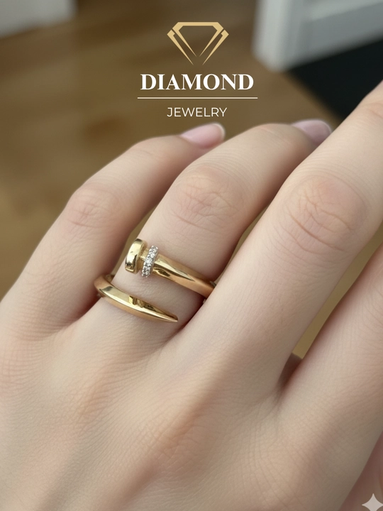 Ayollar uchun oltin uzuk va zirak to'plami, tilla 585 proba, 5.8gr, D23K model, DIAMOND