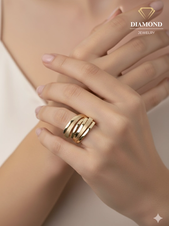 Ayollar uchun oltin uzuk va zirak to'plami, tilla 585 proba, 10.28 gr, D24K model, DIAMOND