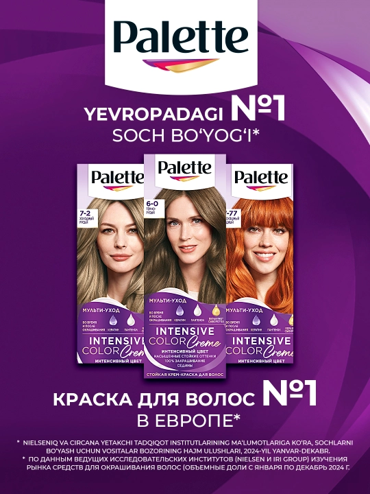 Краска для волос Palette Intensive Color Creme N5, тон 6-0 темно-русый