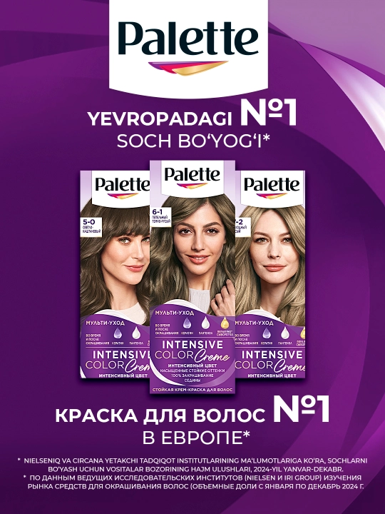 Краска для волос Palette ICC 6-1, пепельный темно-русый