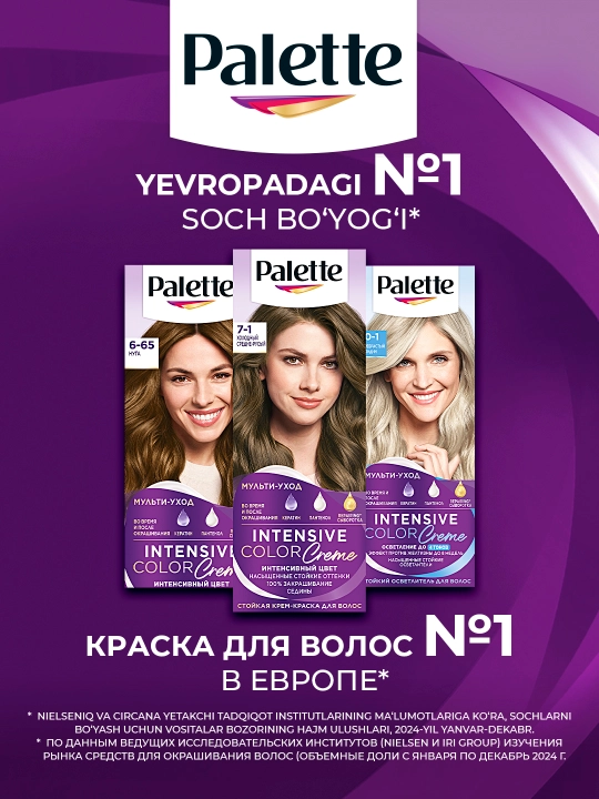 Краска для волос Palette, тон C6, холодный средне-русый, 110 мл