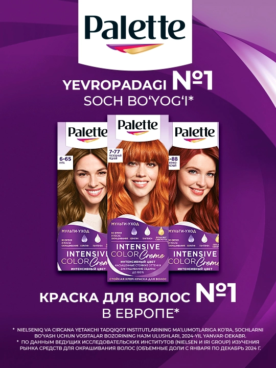 Крем краска Palette Intensive Color Creme KR7, 7-77, Роскошный Медный