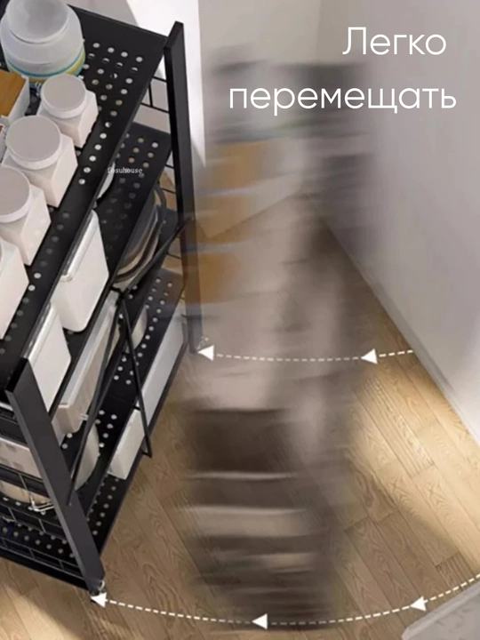 Стеллаж металлический на колесиках, складной, для хранения на кухне, балконе, этажерка