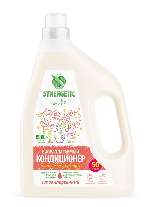 SYNERGETIC "Sehrli orxideya" biologik parchalanadigan kir yuvish konditsioneri, 1,5 l