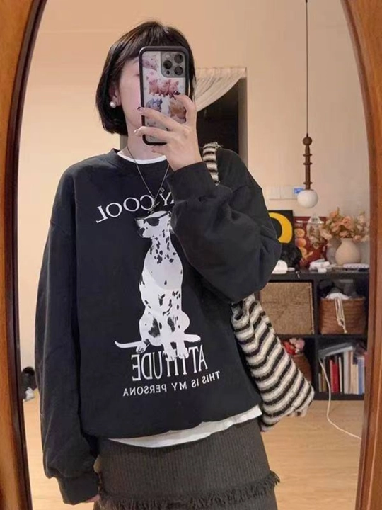 Ayollar uchun svitshot, tolstovka EllyFashion, qizlar uchun bosma naqshli futerdan