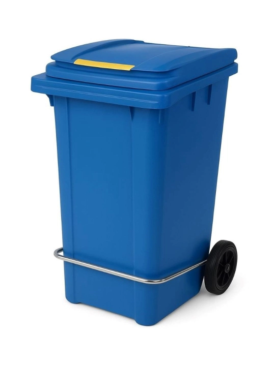 Chiqindi uchun plastmassa idish, pedalli, g‘ildirakli, 120 litrli - 
