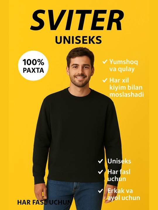 Erkaklar va ayollar svitshoti, oversize, kuz-qish, paxtadan, svitshot, uniseks - 