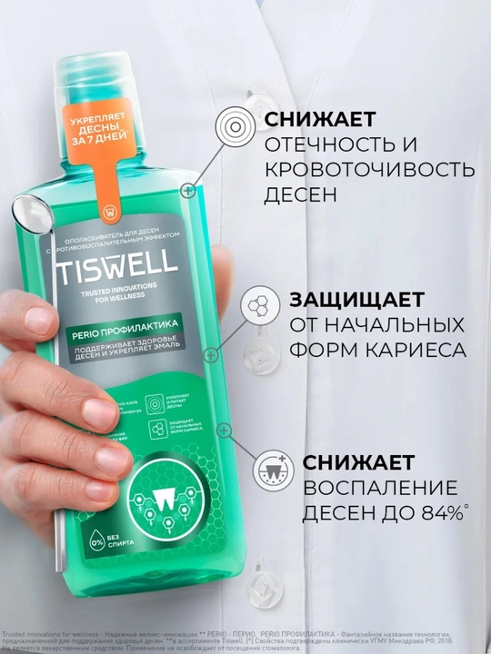 Ополаскиватель для полости рта Tiswell, от кровоточивости десен, 500 мл