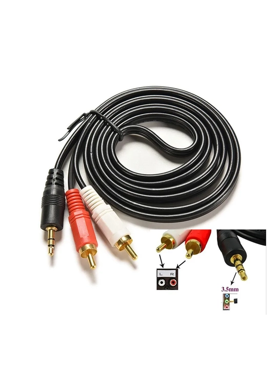 AUX audio kabeli 3 m, 2x RCA ga adapter, stereo
