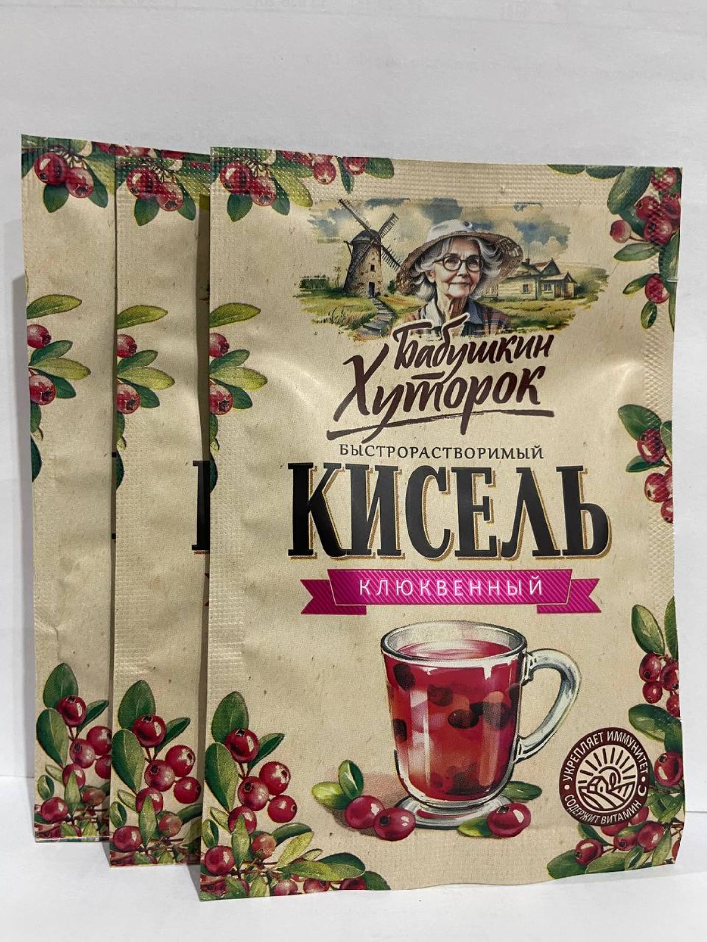 Babushkin Xutorok klyukvali jele, kukunli paket, 30 g