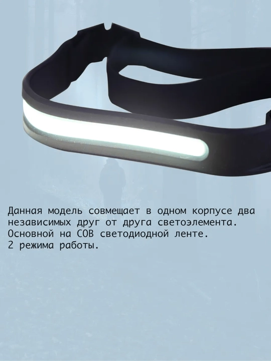Светодиодный налобный фонарик с COB-лентой и XPG диодом сенсорный Type-C зарядка 1200 мА·ч
