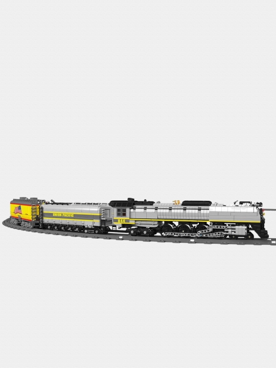 Konstruktor Mould King 12031 Union Pacific 844 poezdi, batafsil lokomotiv modeli