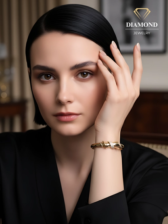 Ayollar uchun oltin braslet, bilaguzuk, 585 namuna, 13.73 gr, D33B model, DIAMOND GOLD