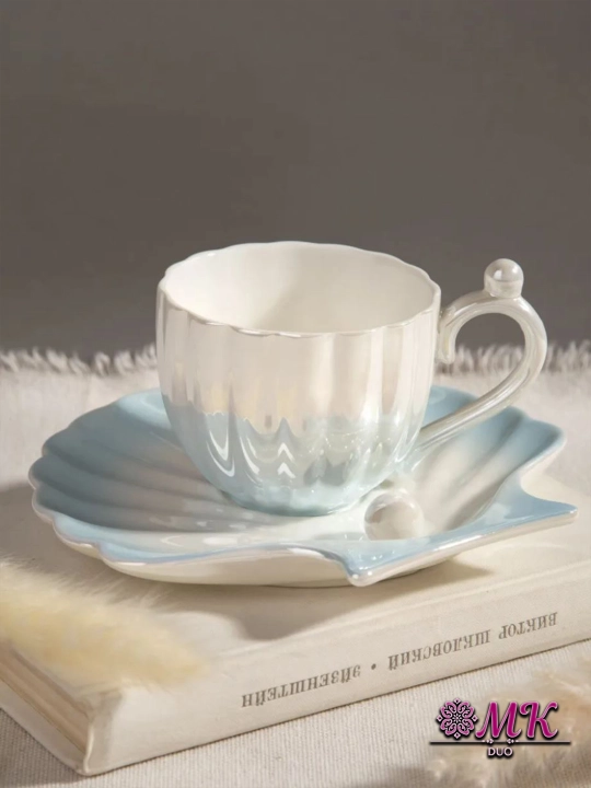 Choy jufti, 280 ml, keramika krujka likopcha bilan choy, qahva, kapuchino va latte uchun