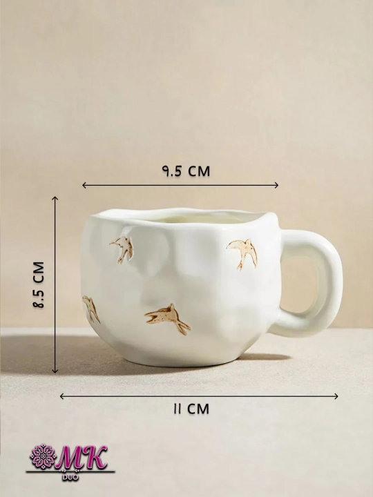 Choy jufti, 280 ml, keramika krujka likopcha bilan choy, qahva, kapuchino va latte uchun
