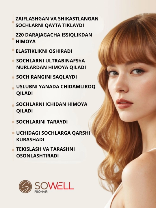 SoWell All-in-one 20 ta 1 da issiqlikdan himoyalovchi soch tarash spreyi 200 ml