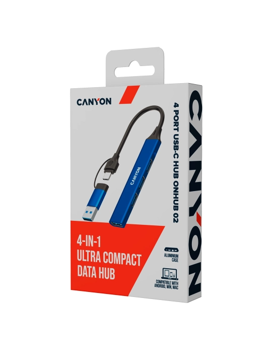 USB hub adapter CANYON DS-02, 4 port USB-Type C