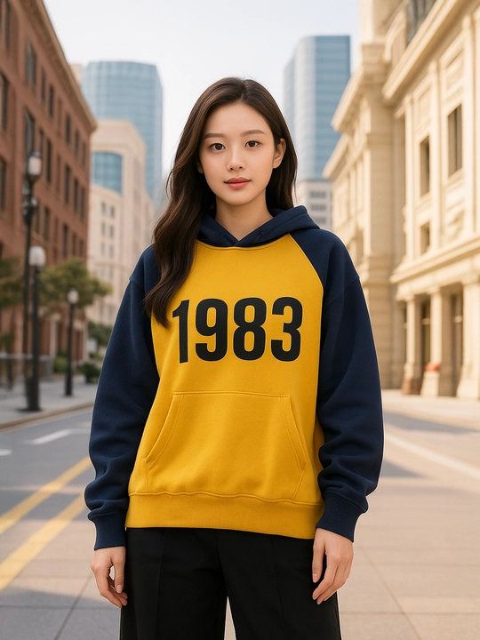 Женское худи oversize 1983 с капюшоном и карманами, демисезон