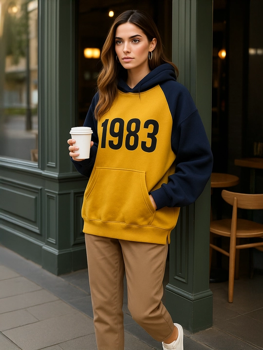 Женское худи oversize 1983 с капюшоном и карманами, демисезон