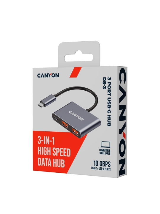 USB hub adapter CANYON DS-3 va DS-4, 3 port, USB-Type C, HDMI