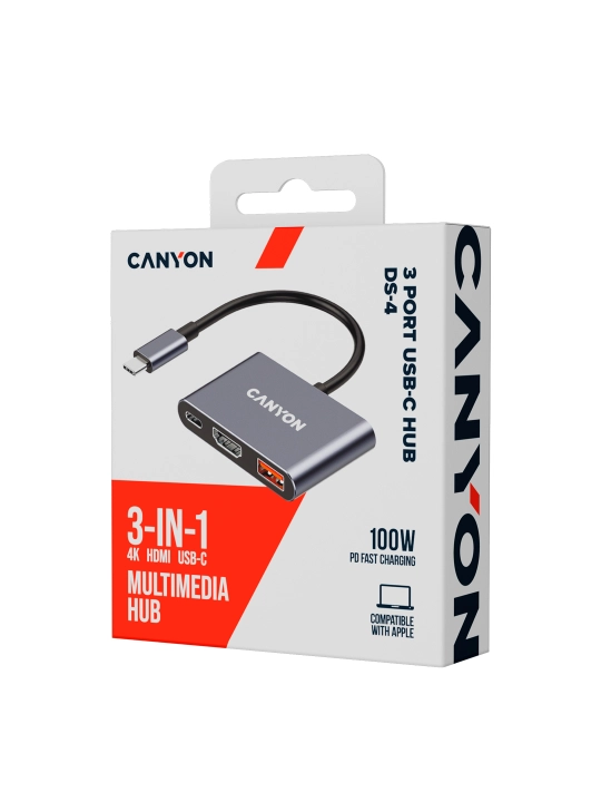 USB hub adapter CANYON DS-3 va DS-4, 3 port, USB-Type C, HDMI