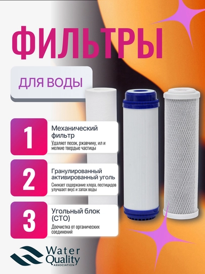 Набор картриджей для фильтра воды 3 ступени очистки — WATERLI-КОМПЛЕКТФИЛЬТР2