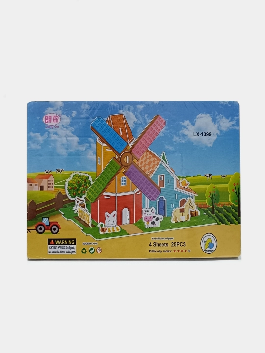 3D Puzzle  konstruktori — hajmli karton puzzle, bolalar uchun rivojlantiruvchi o‘yin