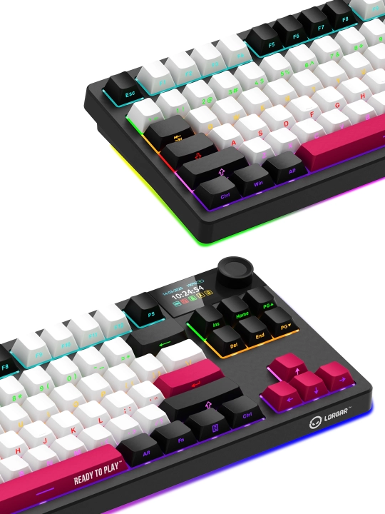 Gaming mexanik klaviatura Lorgar KBP70TKLW, ENG, RGB yoritgichli bilan