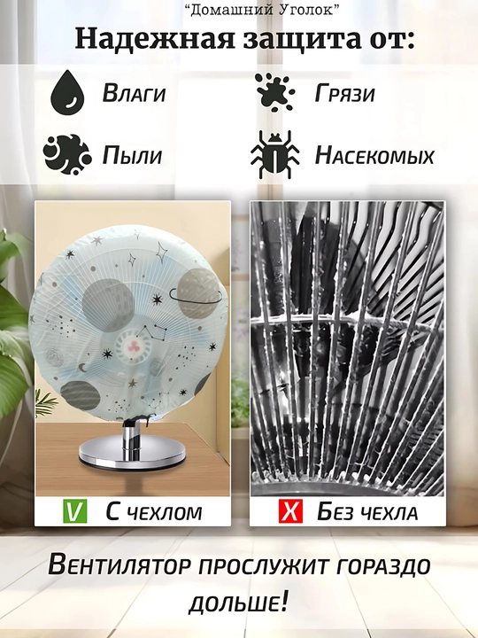 Чехол для вентилятора, пылезащитный защитный чехол для напольных и настольных вентиляторов 