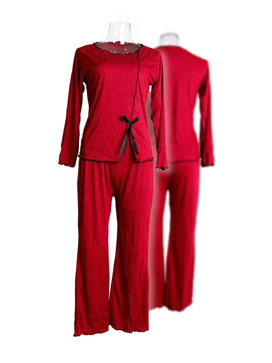 Ayollar uchun ikki qismli pijama to'plami, uzun yengli uy kiyimlari to'plami