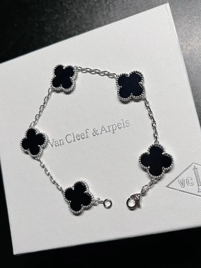 Браслеты для женщин и девочек Clover Van Cleef, не меняет цвет и не темнеет — FSNLADY-VANCLEF-ХРОМ