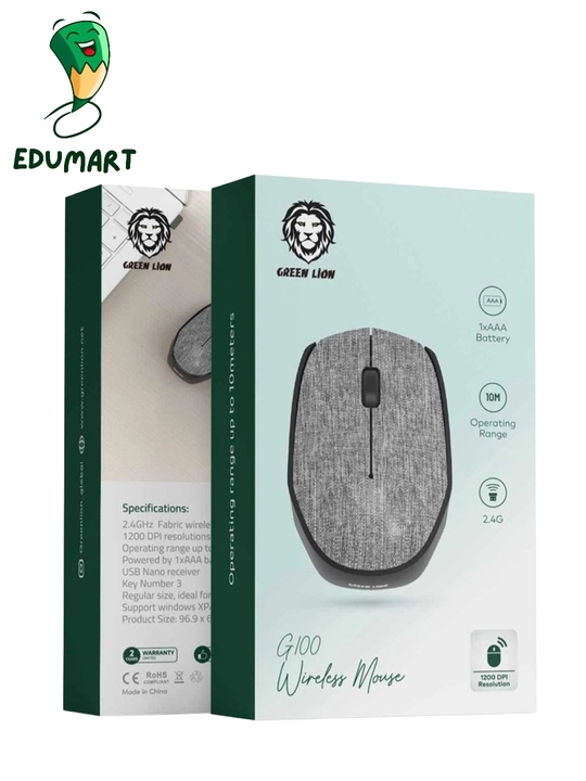 Green Lion G100 simsiz sichqonchasi, matoli bezak, 1200 DPI, ofis va noutbuk uchun