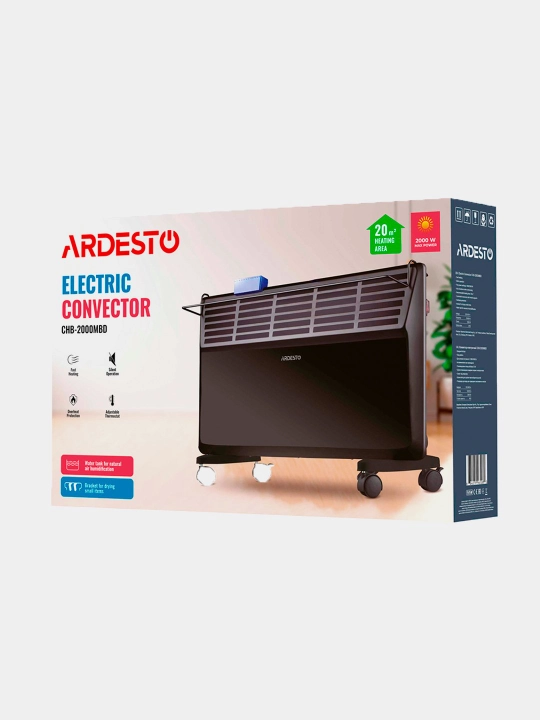 Elektr konvektorli isitgich Ardesto, 20 m2, 2000 Vt, qora, CHB-2000MBD
