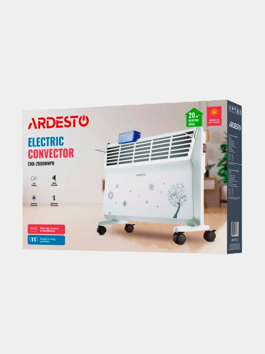 Elektr konvektorli isitgich Ardesto, 20 m2, 2000 Vt, qora, CHB-2000MBD