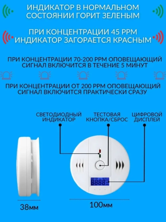 Датчик детектор угарного газа (Это не для Метан и Пропана!)