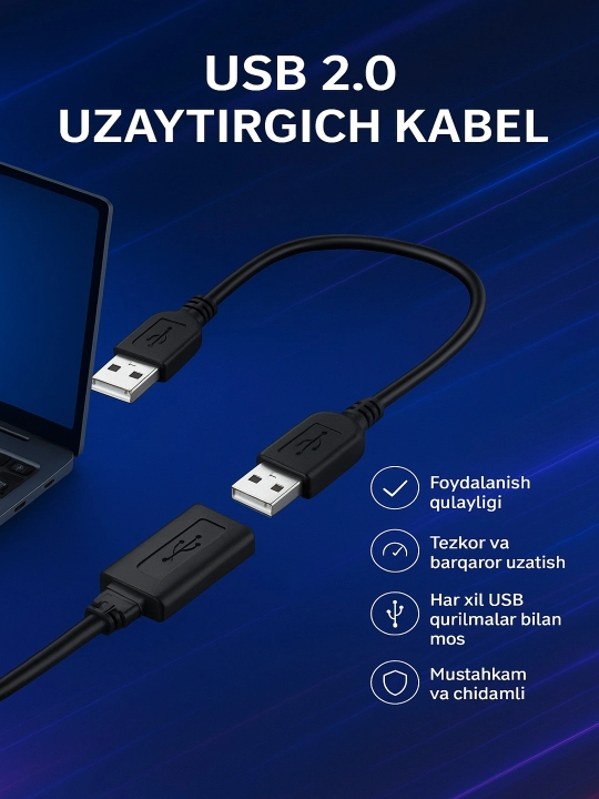 USB удлинитель кабель 1м/2м/3м – для компьютера и ноутбука, USB extension кабель - 