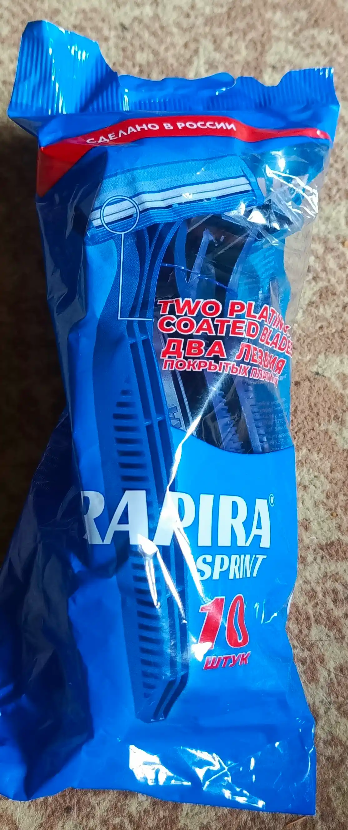 Bir martali ishlatiladigan ustara Rapira Sprint, 10 dona