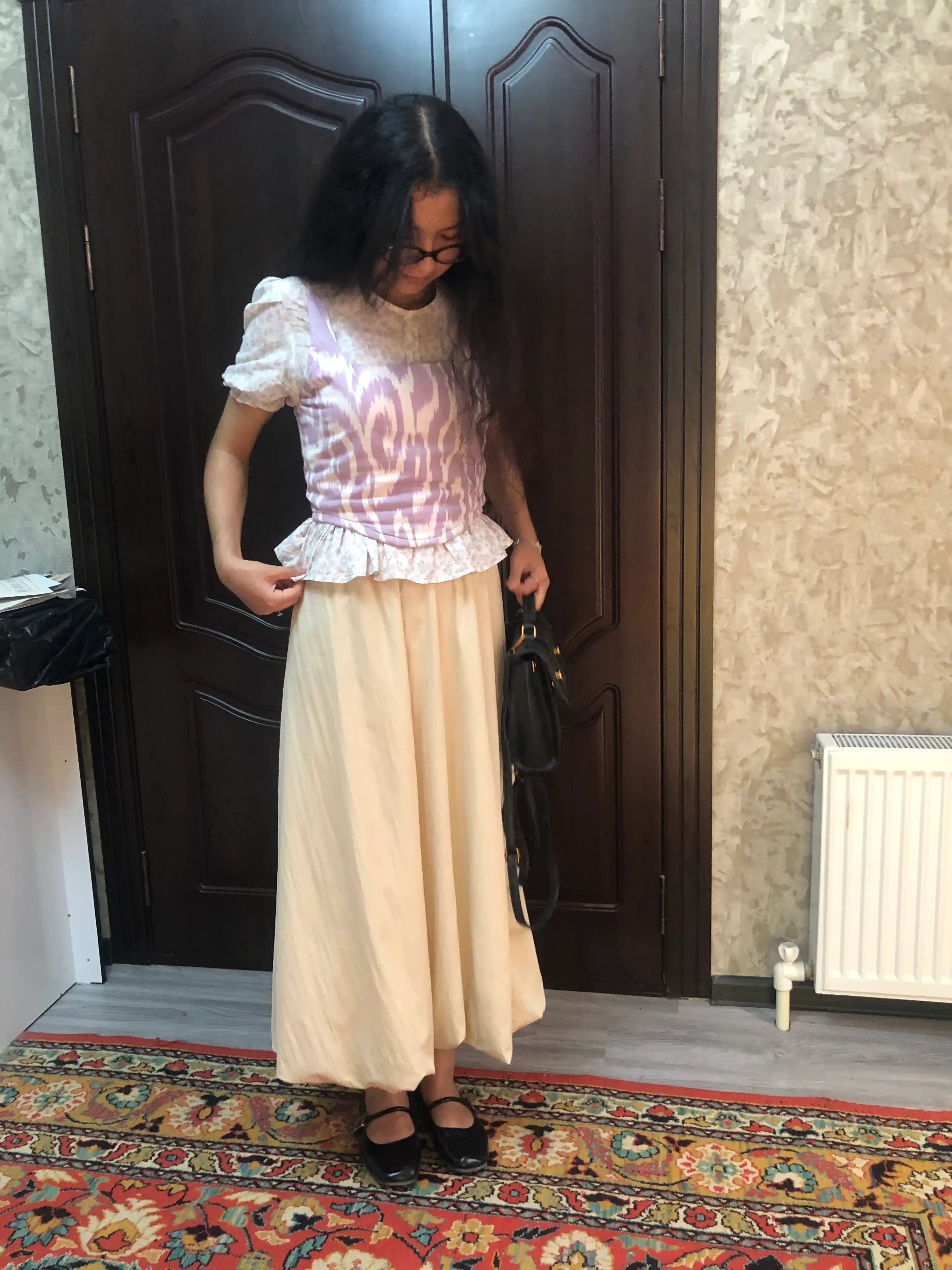 ​Yubka ayol balon maxi, cho'ntaklari bilan elastik tasmali yozgi