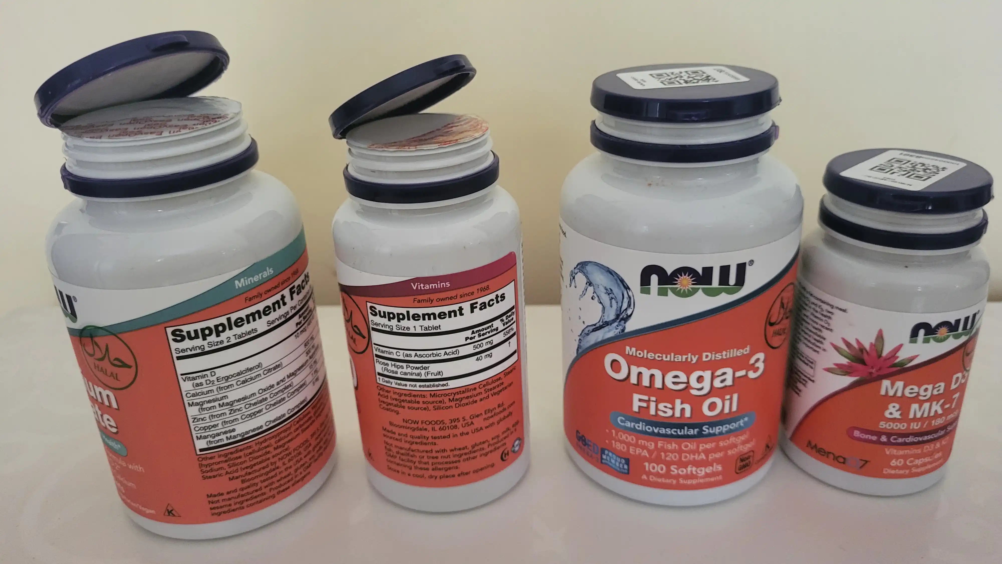 NOW Supplements, Vitamin C 500 mg va 1000 mg na'matak bilan, Halol