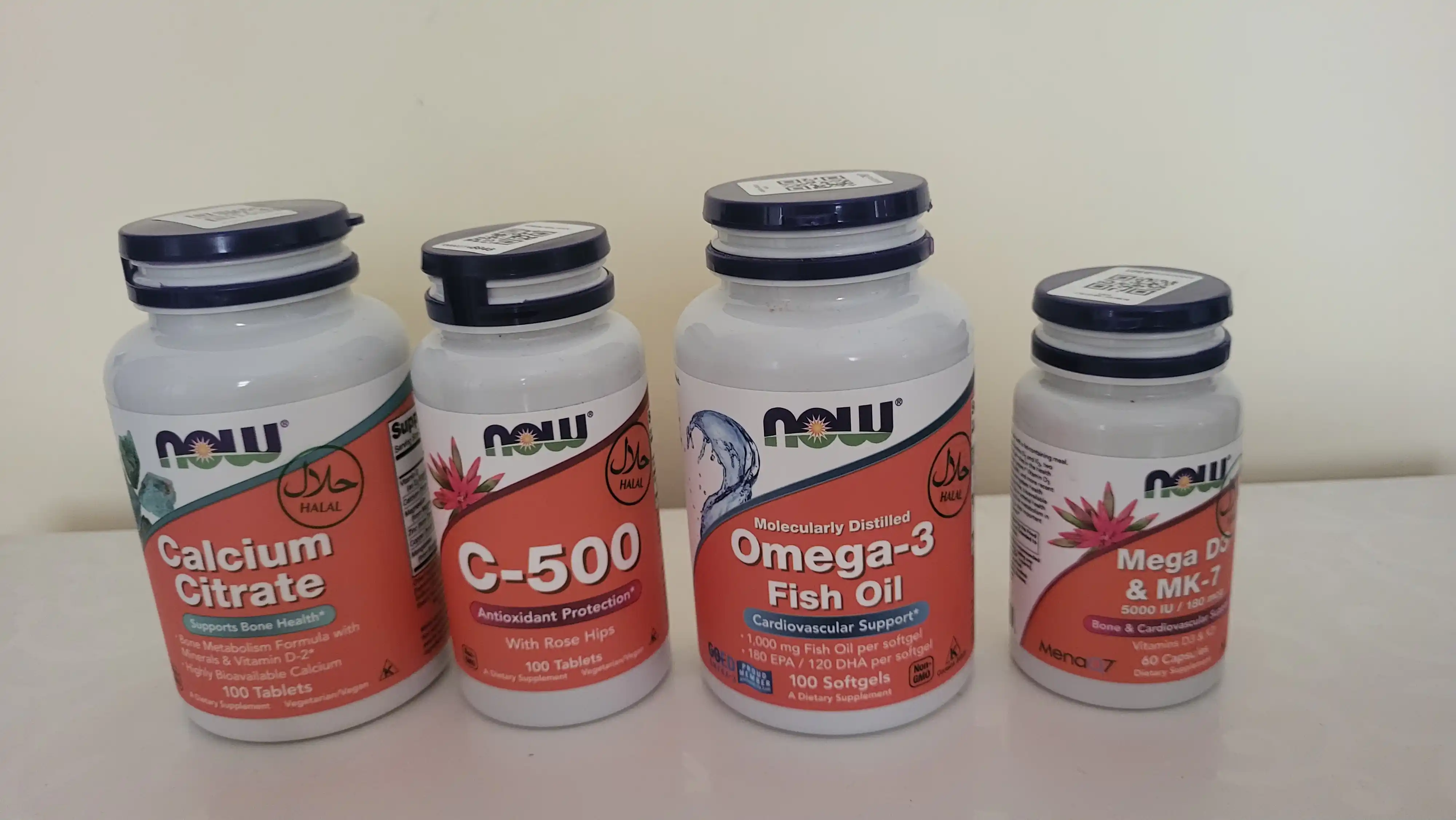 NOW Supplements, Vitamin C 500 mg va 1000 mg na'matak bilan, Halol