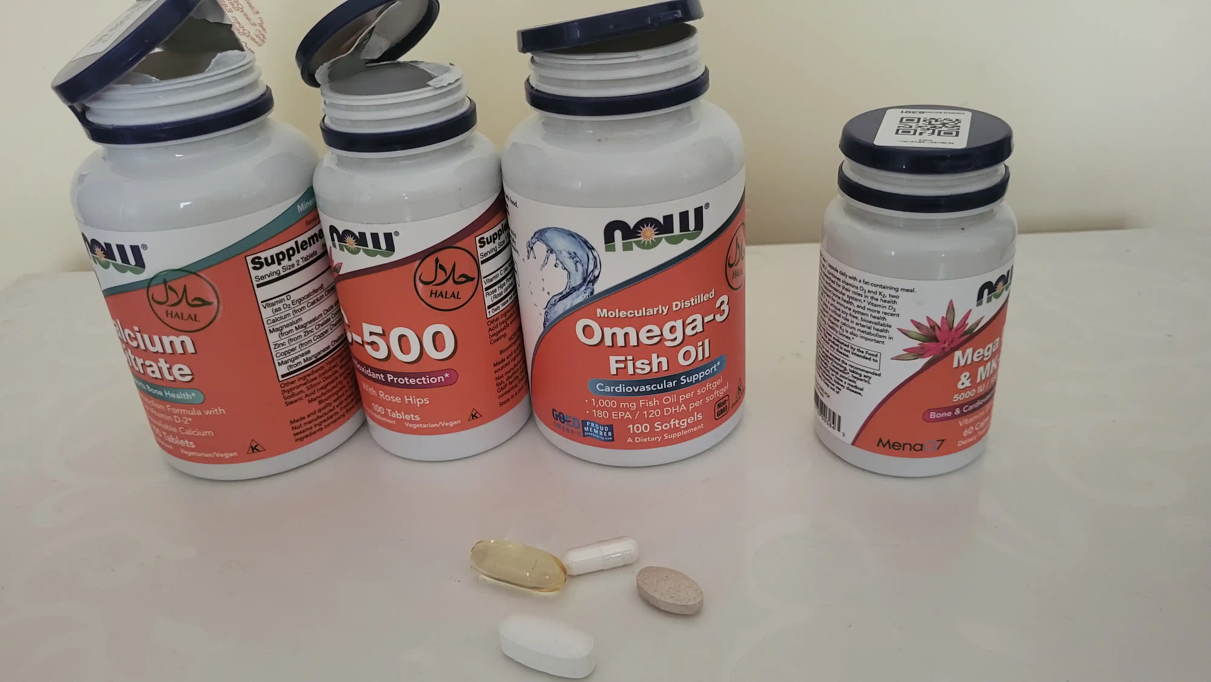 NOW Supplements, Vitamin C 500 mg va 1000 mg na'matak bilan, Halol